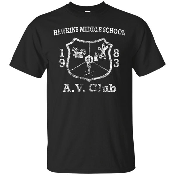 Stranger Things - Hawkins Middle School AV Club Weathered White av club T Shirt & Hoodie