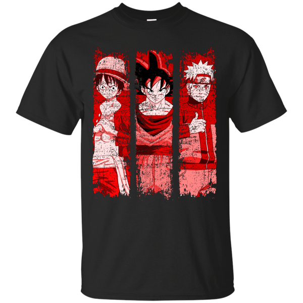 Naruto - THREE LEGENDS  Red  Naruto Goku Luffy superhero T Shirt & Hoodie