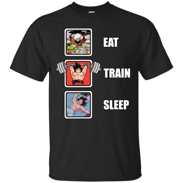 Dragon Ball - Eat Train Sleep Goku Overhead Press train insaiyan T Shirt & Hoodie