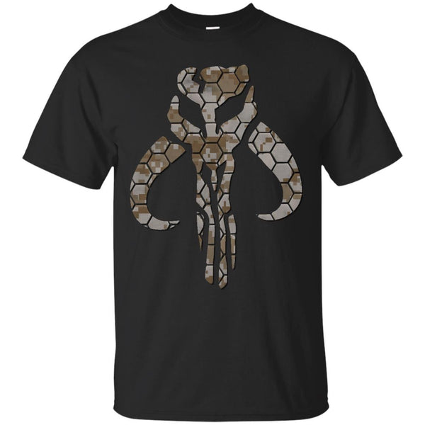 STAR WARS - Mandalorian Skull MotifDesert Hex Camo T Shirt & Hoodie