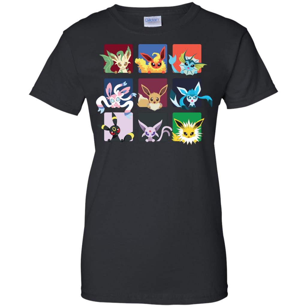 Pokemon Eevee Evolutions Eeveelutions Black Medium Shirt